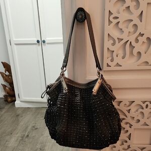 Black Large Woven Shoulder Bag